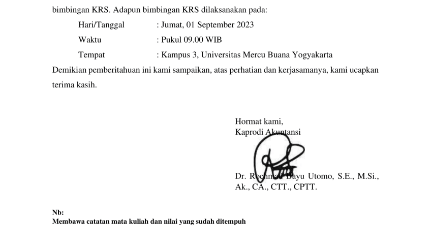 BIMBINGAN KRS MAHASISWA SEMESTER AKHIR - PRODI AKUNTANSI