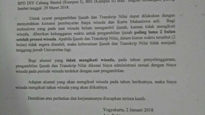 Pembayaran Wisuda April 2018