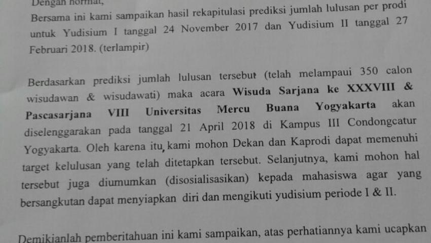 Rencana Wisuda 21 April 2018