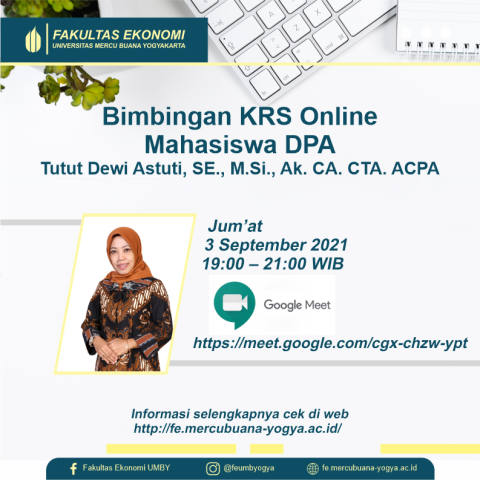 Bimbingan KRS Online Mahasiswa DPA : Tutut Dewi Astuti, SE., M.Si., Ak. CA. CTA. ACPA