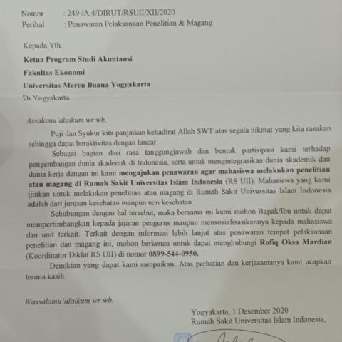 Pemberitahuan lokasi Magang atau PKL