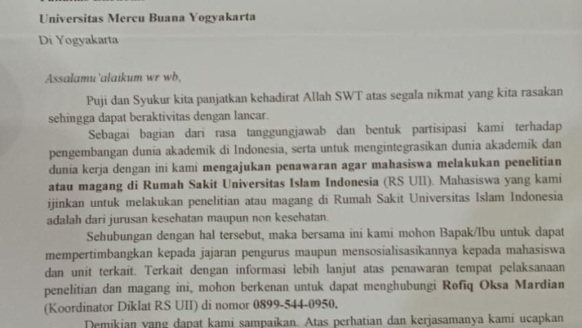 Pemberitahuan lokasi Magang atau PKL