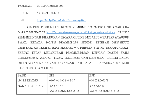 PENGUMUMAN PEMBIMBINGAN SKRIPSI GASAL 20212022 MANAJEMEN