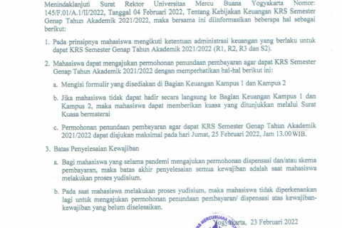 Edaran Addendum kebijakan keuangan KRS semester genap (2)