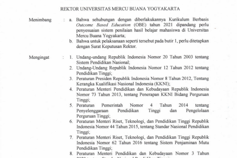 SK Rektor No. 475-Sk-Rek-VIII-2021 Tentang Sistem Penilaian Hasil Belajar Mahasiswa Di UMBY - OBE_Page_1